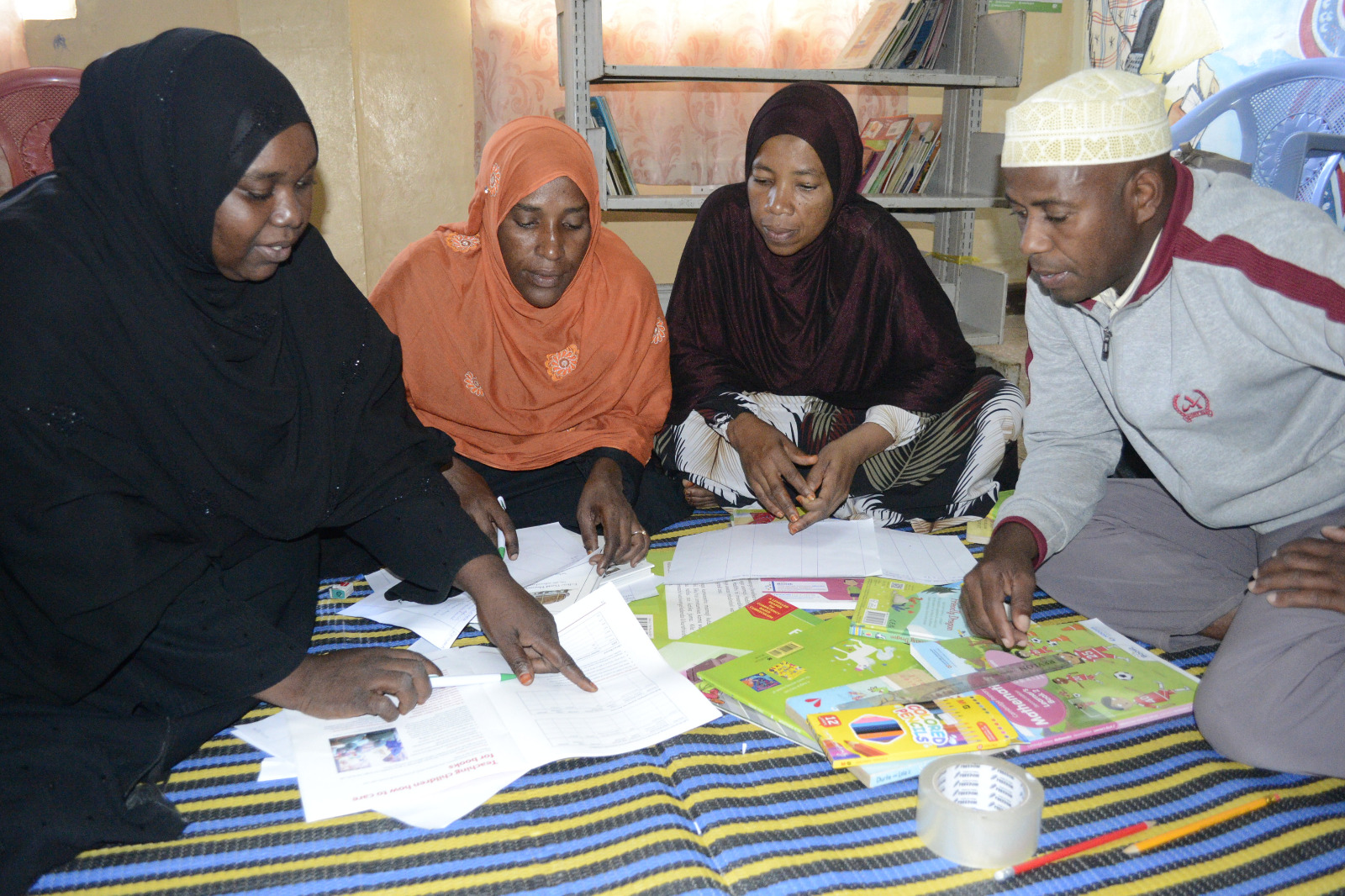 Library staff processing books