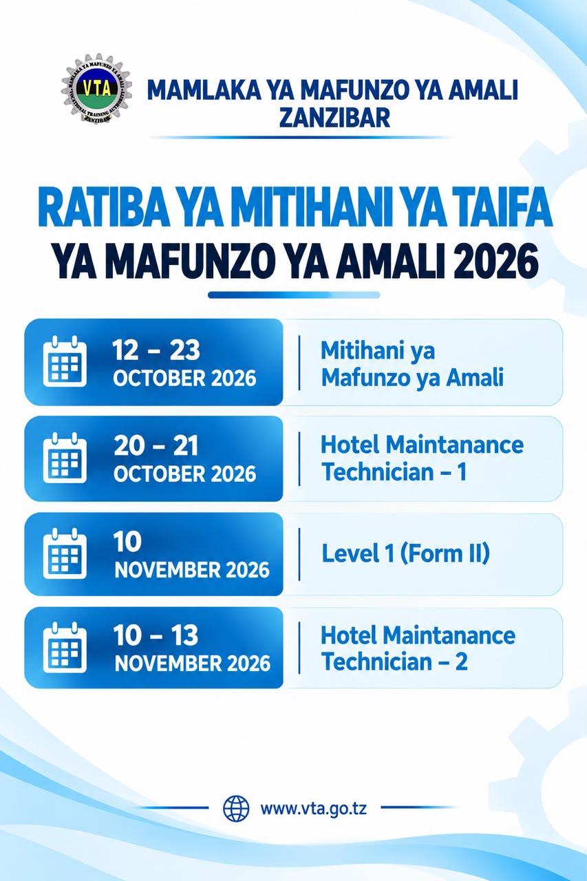 RATIBA YA MTIHANI WA TAIFA MAFUNZO YA AMALI 2026